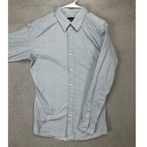 MTailor Shirt Adult Medium Blue Geometric Button Up Slim Fit Long‎ Sleeve Mens